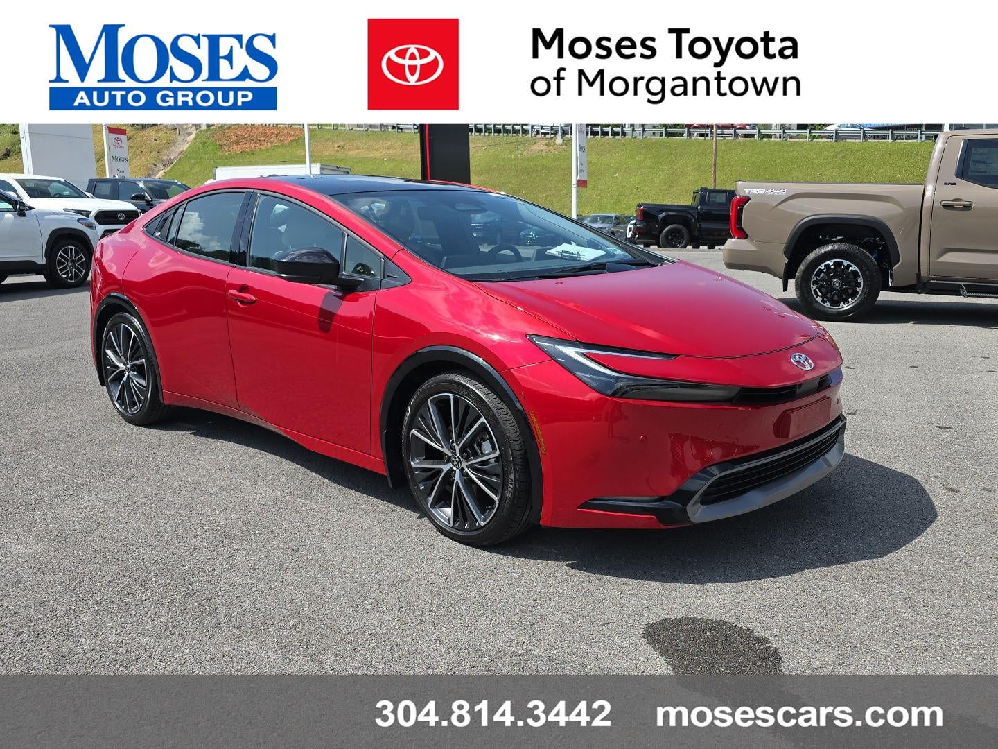 2026 Toyota Prius Limited in Supersonic Red — front three-quarter view