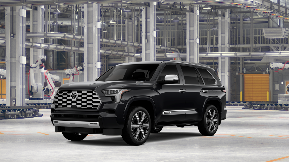 2026 Toyota Sequoia Capstone in Midnight Black Metallic — front three-quarter view