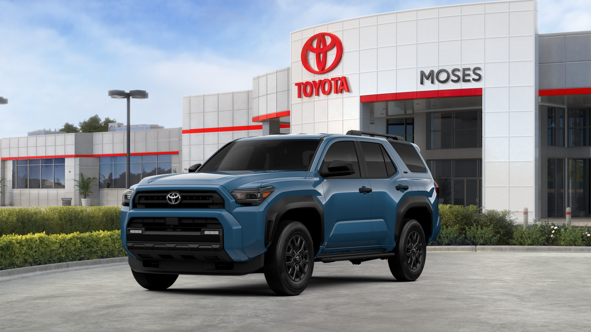 2026 Toyota 4Runner SR5 in Heritage Blue — front three-quarter view